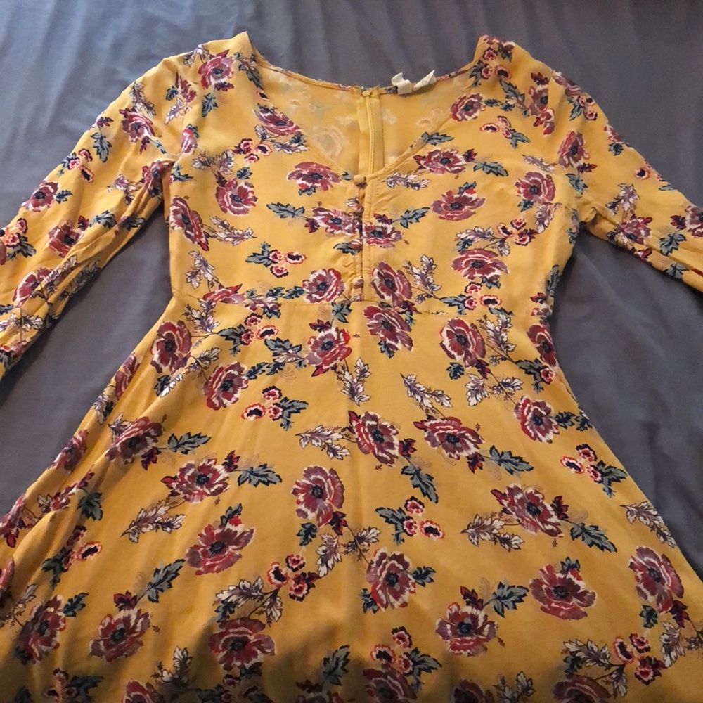 Yellow floral fall dress